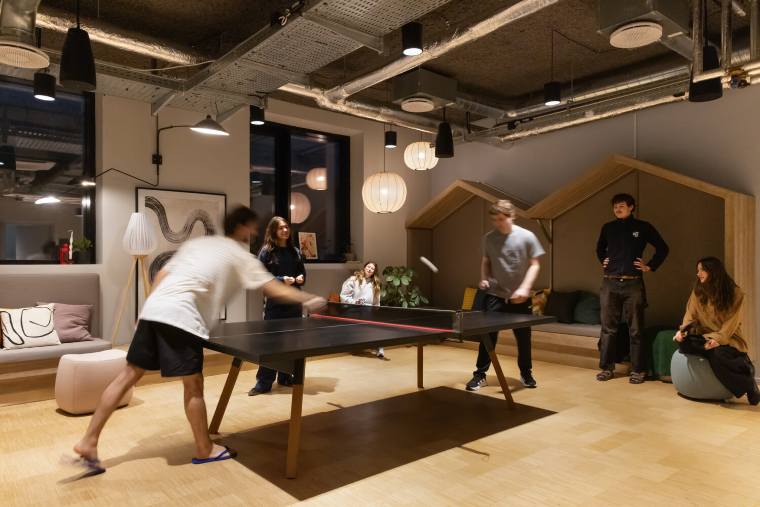 Ping pong table communal area in Basestack student accommodation and co-living spaces
