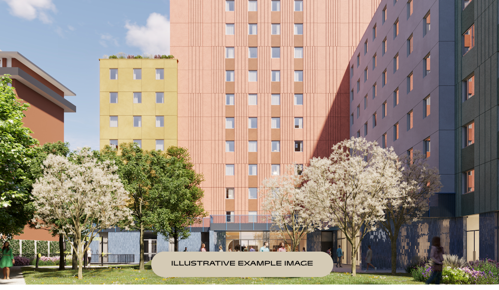 Stylish Milan student accommodation exterior with neutral tones