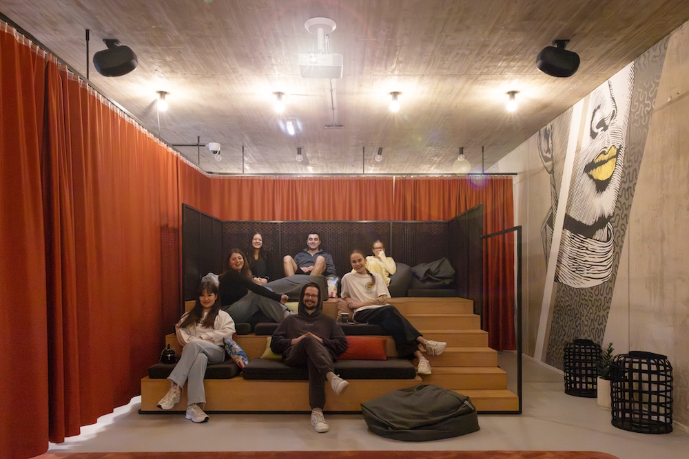 Social cinema area at Vienna Erdberg student accommodation with people