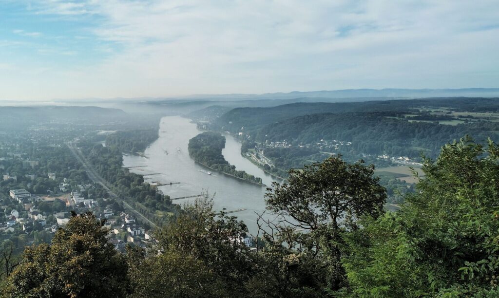 Panorama of the City of Bonn looking out over the Rhine River valley.